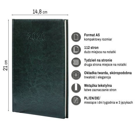 Kalendarz książkowy (terminarz) A5 Press (tygodniowy) Press