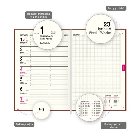 Kalendarz książkowy (terminarz) A5 Press (tygodniowy) Press