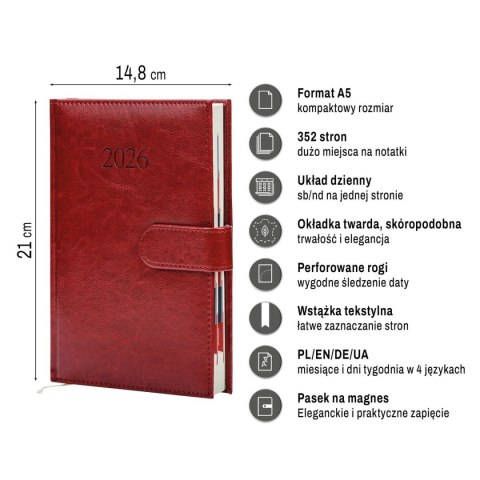 Kalendarz książkowy (terminarz) BUSINESS PREMIUM A5 Press (DZIENNY) Press
