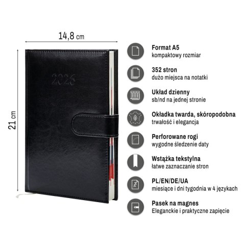 Kalendarz książkowy (terminarz) BUSINESS PREMIUM A5 Press (DZIENNY) Press