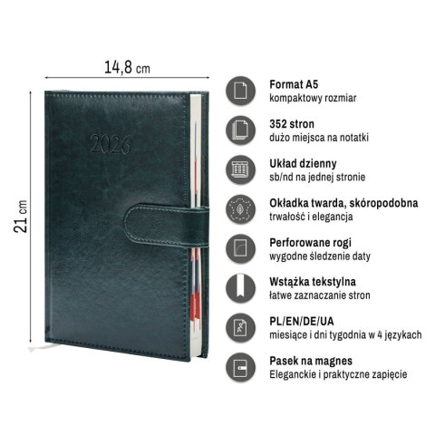 Kalendarz książkowy (terminarz) BUSINESS PREMIUM A5 Press (DZIENNY) Press