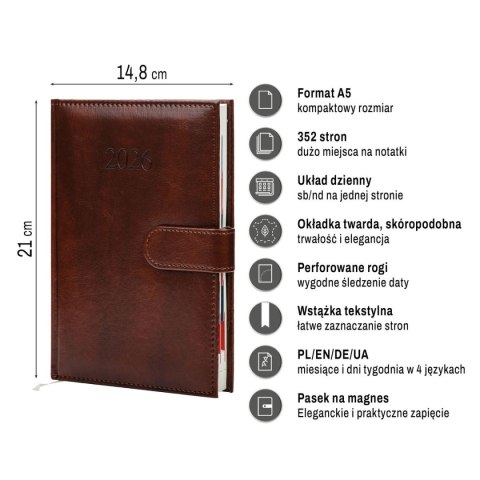 Kalendarz książkowy (terminarz) BUSINESS PREMIUM A5 Press (DZIENNY) Press