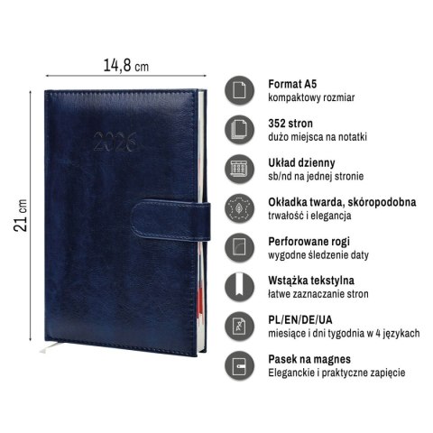Kalendarz książkowy (terminarz) BUSINESS PREMIUM A5 Press (DZIENNY) Press