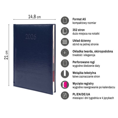 Kalendarz książkowy (terminarz) PREMIUM A5 Press (DZIENNY) Press