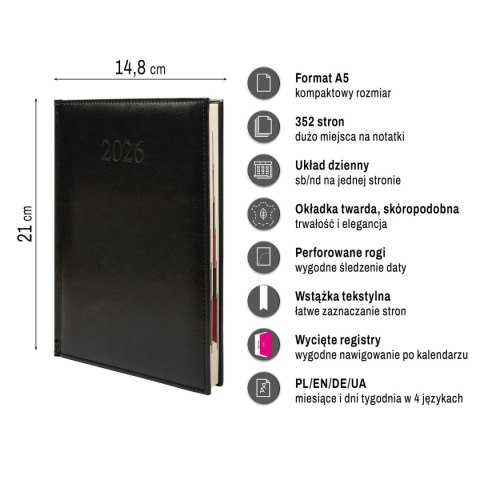 Kalendarz książkowy (terminarz) PREMIUM A5 Press (DZIENNY) Press