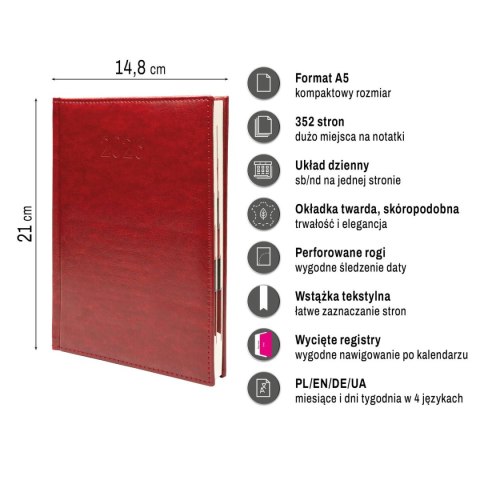 Kalendarz książkowy (terminarz) PREMIUM A5 Press (DZIENNY) Press