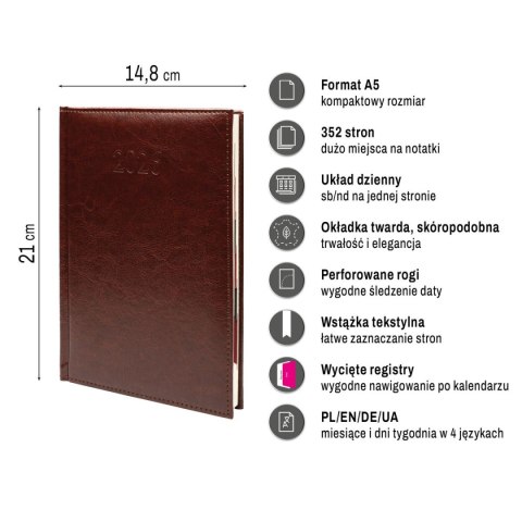 Kalendarz książkowy (terminarz) PREMIUM A5 Press (DZIENNY) Press