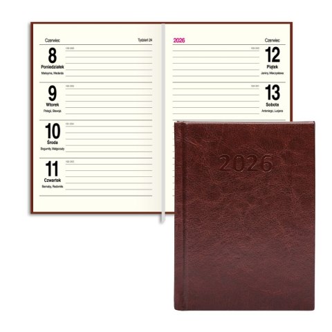 Kalendarz książkowy (terminarz) PRESTIGE A6 Press (tygodniowy) Press