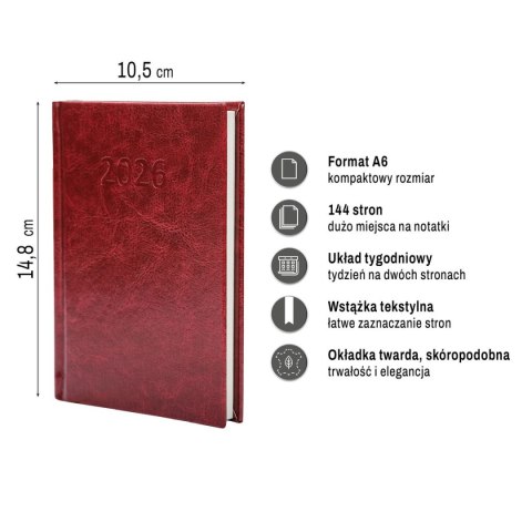 Kalendarz książkowy (terminarz) PRESTIGE A6 Press (tygodniowy) Press