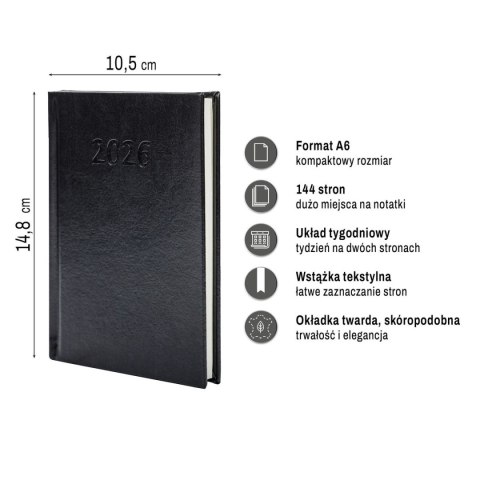 Kalendarz książkowy (terminarz) PRESTIGE A6 Press (tygodniowy) Press