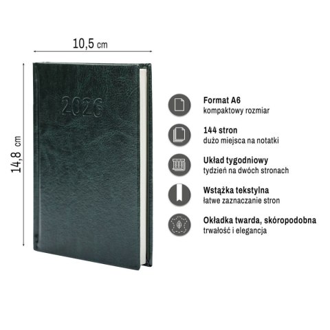 Kalendarz książkowy (terminarz) PRESTIGE A6 Press (tygodniowy) Press