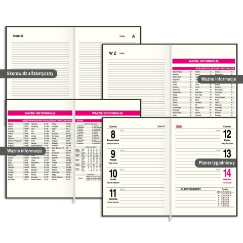 Kalendarz książkowy (terminarz) PRESTIGE A6 Press (tygodniowy) Press