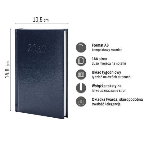 Kalendarz książkowy (terminarz) PRESTIGE A6 Press (tygodniowy) Press