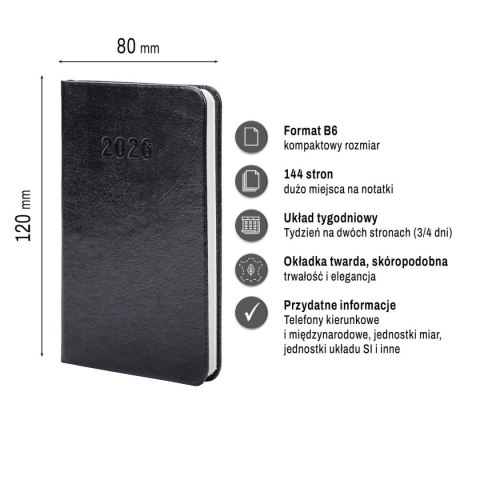 Kalendarz książkowy (terminarz) Premium Lux B7 Press (tygodniowy) Press