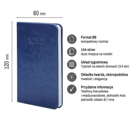 Kalendarz książkowy (terminarz) Premium Lux B7 Press (tygodniowy) Press