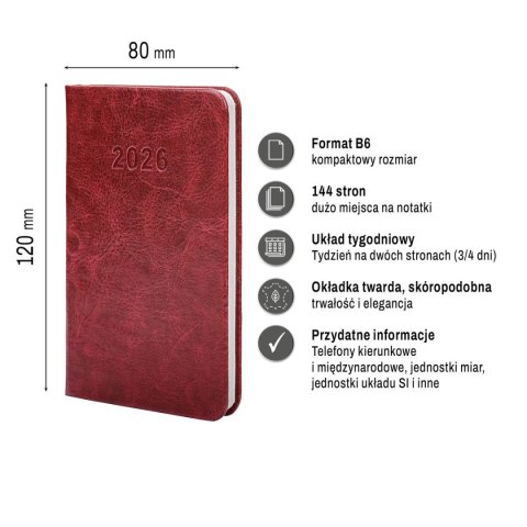 Kalendarz książkowy (terminarz) Premium Lux B7 Press (tygodniowy) Press