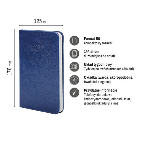 Kalendarz książkowy (terminarz) Premium Lux B7 Press (tygodniowy) Press