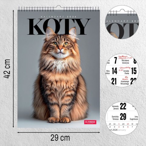 Kalendarz ścienny 16 stron wieloplanszowy A3 Press (KOTY) Press