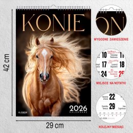 Kalendarz ścienny 16 stron wieloplanszowy A3 Press (konie) Press