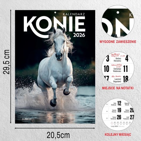 Kalendarz ścienny A4 KONIE A4 Press (5904830713398) Press