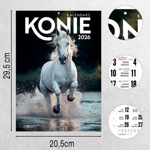 Kalendarz ścienny A4 KONIE A4 Press (5904830713398) Press