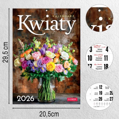 Kalendarz ścienny A4 KWIATY A4 x 300mm Press (5904830713466) Press
