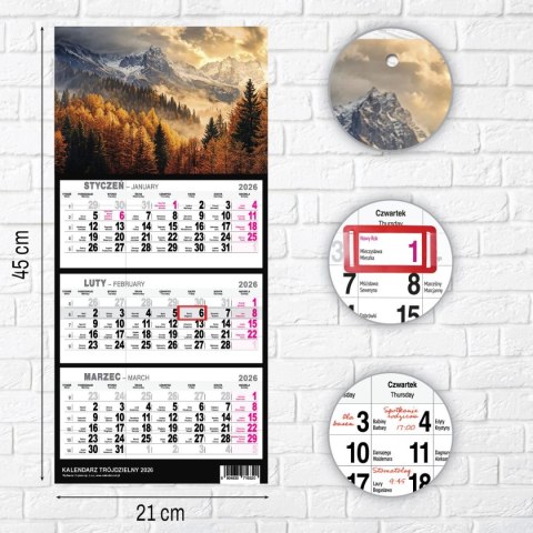 Kalendarz ścienny GÓRY A5 250mm x 450mm Press Press