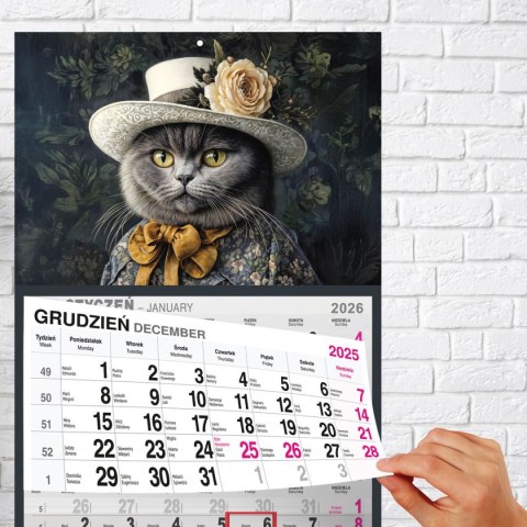 Kalendarz ścienny KOT A5 210mm x 450mm Press Press