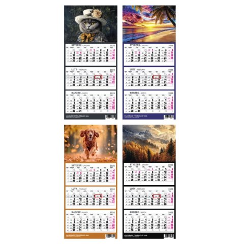Kalendarz ścienny KOT A5 210mm x 450mm Press Press