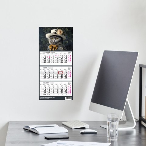 Kalendarz ścienny KOT A5 210mm x 450mm Press Press