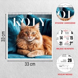 Kalendarz ścienny KOTY 33x33 330mm x 330mm Press Press
