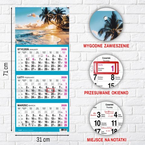 Kalendarz ścienny PALMY 310mm x 790mm Press Press
