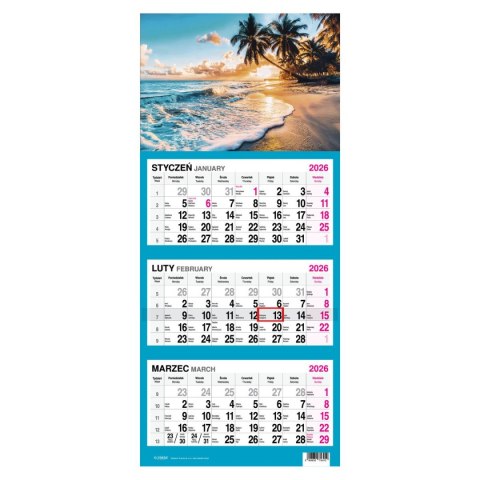 Kalendarz ścienny PALMY 310mm x 790mm Press Press