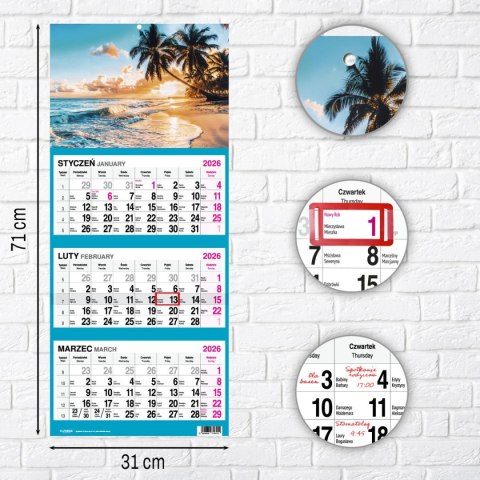 Kalendarz ścienny PALMY 310mm x 790mm Press Press