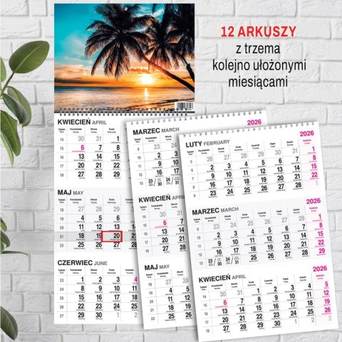 Kalendarz ścienny PLAŻA 310mm x 790mm Press Press