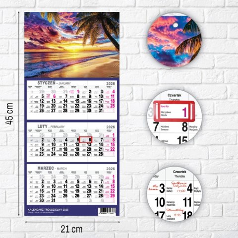 Kalendarz ścienny PLAŻA A4 210mm x 450mm Press Press