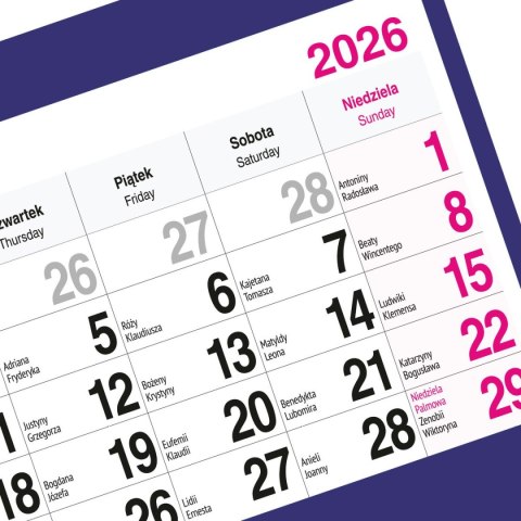 Kalendarz ścienny PLAŻA A4 210mm x 450mm Press Press