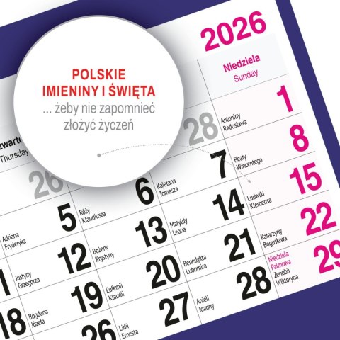 Kalendarz ścienny PLAŻA A4 210mm x 450mm Press Press