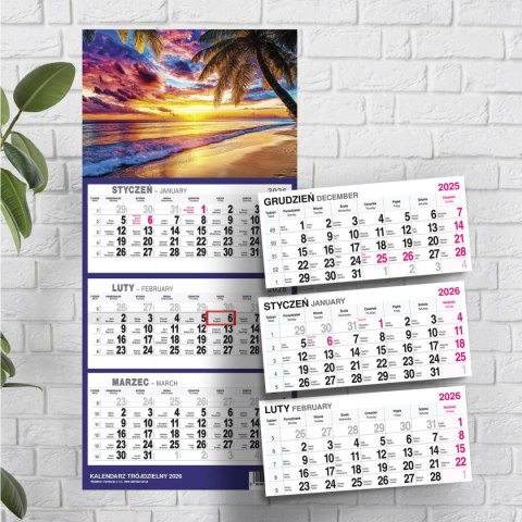 Kalendarz ścienny PLAŻA A4 210mm x 450mm Press Press