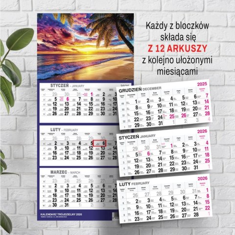 Kalendarz ścienny PLAŻA A4 210mm x 450mm Press Press
