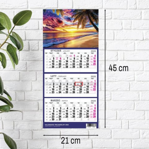 Kalendarz ścienny PLAŻA A4 210mm x 450mm Press Press