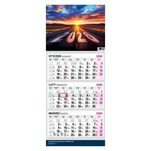 Kalendarz ścienny PREMIUM trójdzielny A4 Press (DROGA) Press