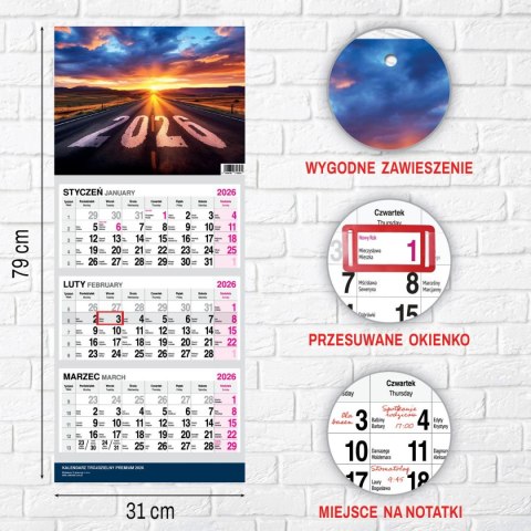 Kalendarz ścienny PREMIUM trójdzielny A4 Press (DROGA) Press