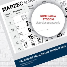 Kalendarz ścienny PREMIUM trójdzielny A4 Press (ŁÓDŹ) Press
