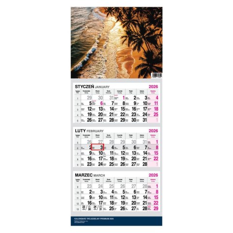 Kalendarz ścienny PREMIUM trójdzielny A4 Press (ŁÓDŹ) Press