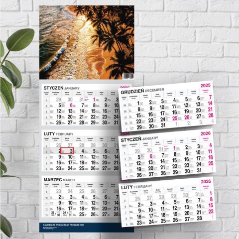 Kalendarz ścienny PREMIUM trójdzielny A4 Press (ŁÓDŹ) Press