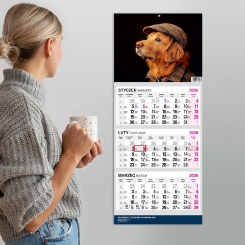 Kalendarz ścienny PREMIUM trójdzielny A4 Press (PIES) Press