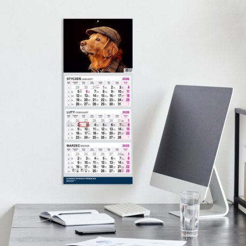 Kalendarz ścienny PREMIUM trójdzielny A4 Press (PIES) Press