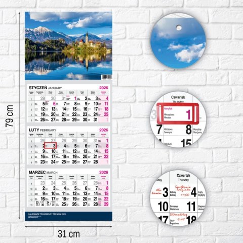 Kalendarz ścienny PREMIUM trójdzielny A4 Press (WIDOK) Press