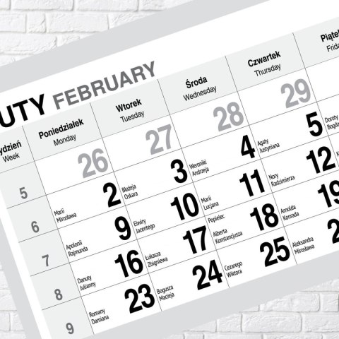Kalendarz ścienny PREMIUM trójdzielny A4 Press (WIDOK) Press